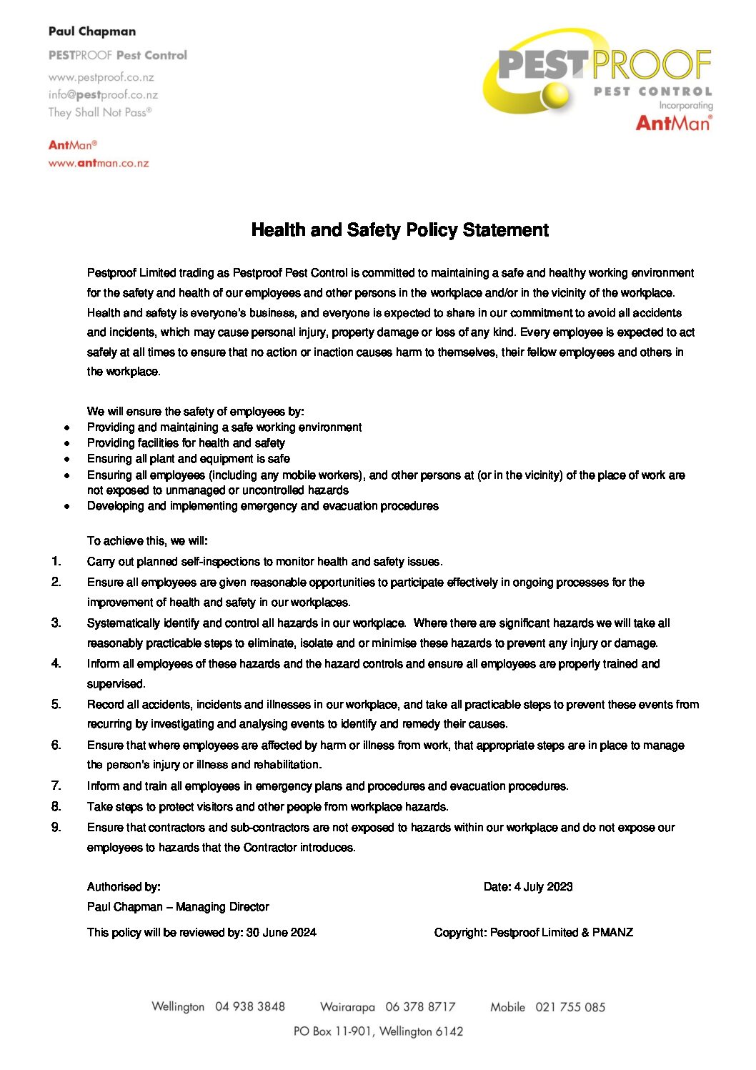 Health and Safety Pestproof